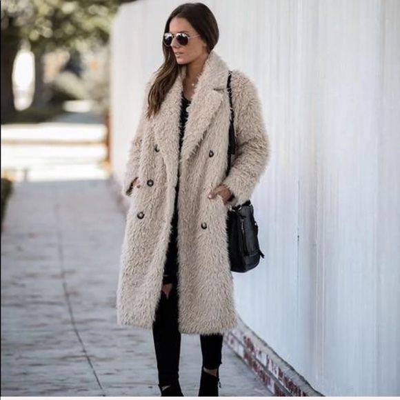 Vici Jackets & Blazers - {vici} button faux fur pea coat